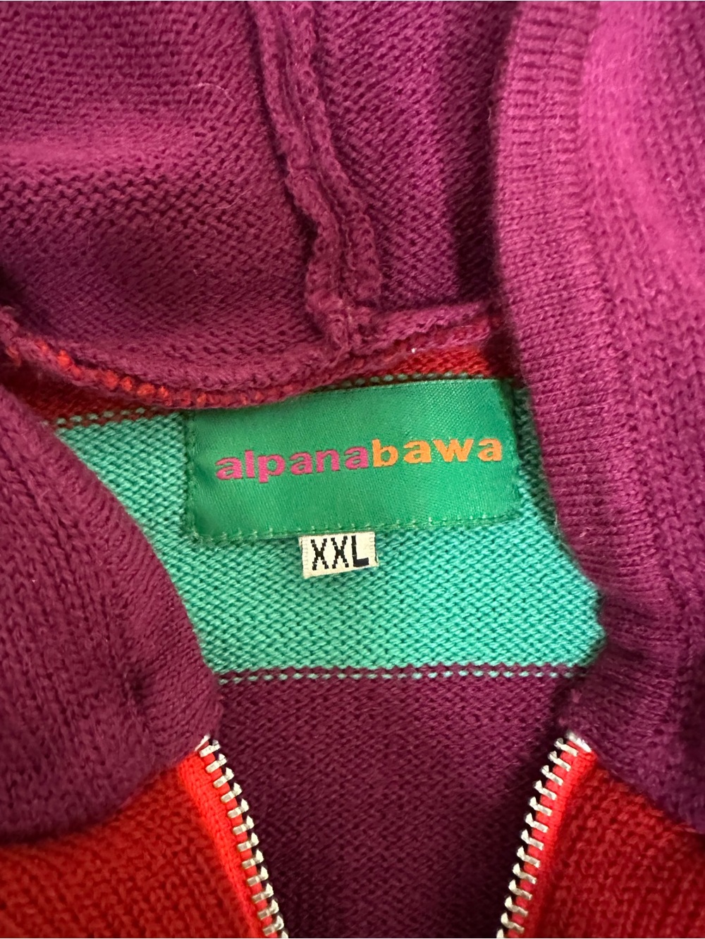 Alpana Bawa Multicolor Argyle Striped Wool Blend Zip Sweater - Picture 4 of 8